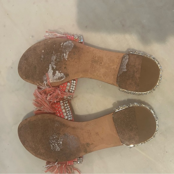 Badgley Mischka Sharlene Pink Fringe Sandals 7.5 - Picture 6 of 7